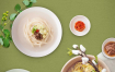 5款韩式餐饮美食食品拉面石锅拌饭点心青菜蔬菜俯拍海报PSD模板素材