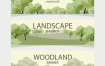 32款扁平化卡通可爱森林植物风景插画场景背景图案矢量图片设计ai素材