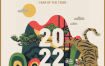 7款2022虎年新年春节插画海报年画包装封面图案设计AI矢量素材图模板