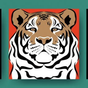 9款2022虎年时尚老虎插画海报新年创意装饰画封面模板AI矢量设计素材